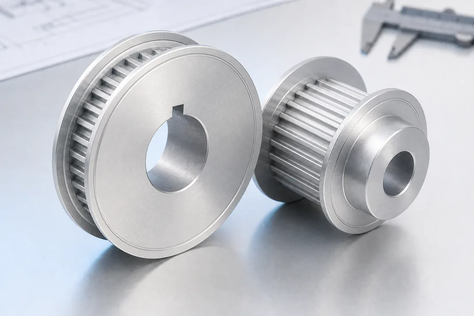 Finished aluminum timing pulleys