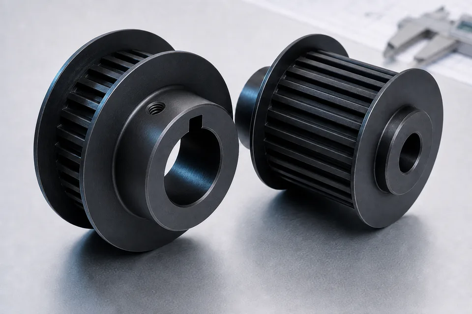 Finished black oxide steel timing pulleys